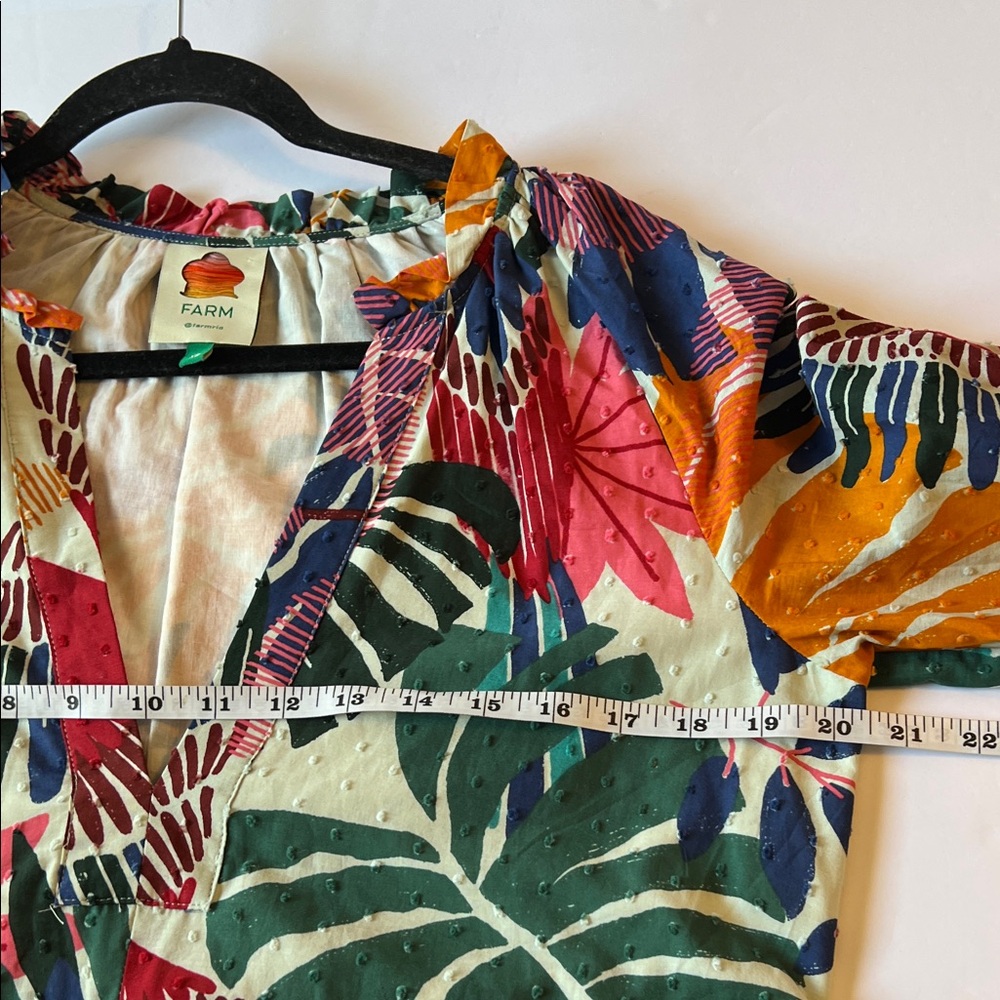 FARM Rio Multicolor Long Sleeve Dress Macaw Mini DressXS EUC Resortwear Vacation - Picture 5 of 11